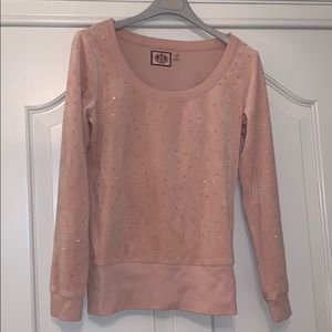 Juicy couture gold studded velour crew neck